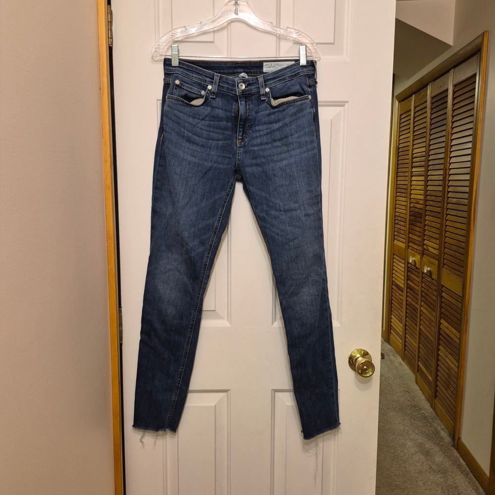 Rag & Bone Juni Skinny Jeans Size 28 Dark Wash Raw Hem WDD19H2685BIJU